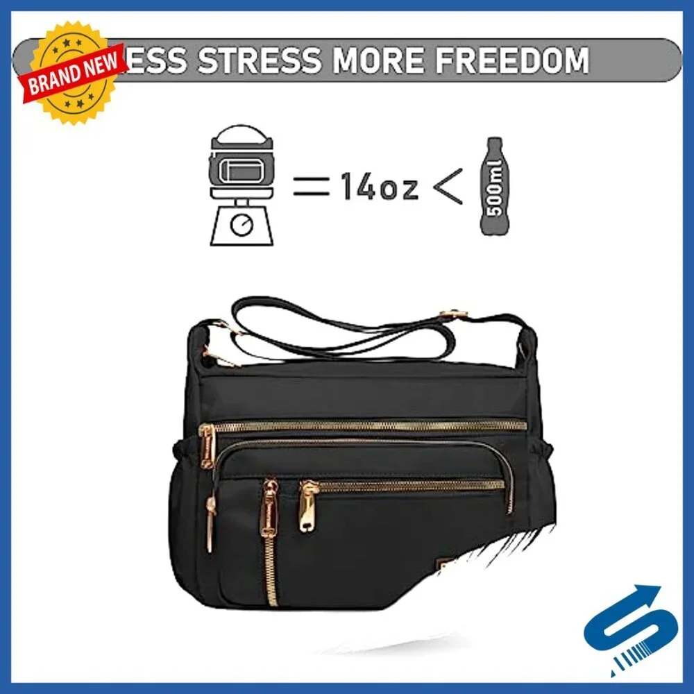 Waterproof Crossbody Bag Multi-Pocket Shoulder Purse Messenger Handbag Trendy